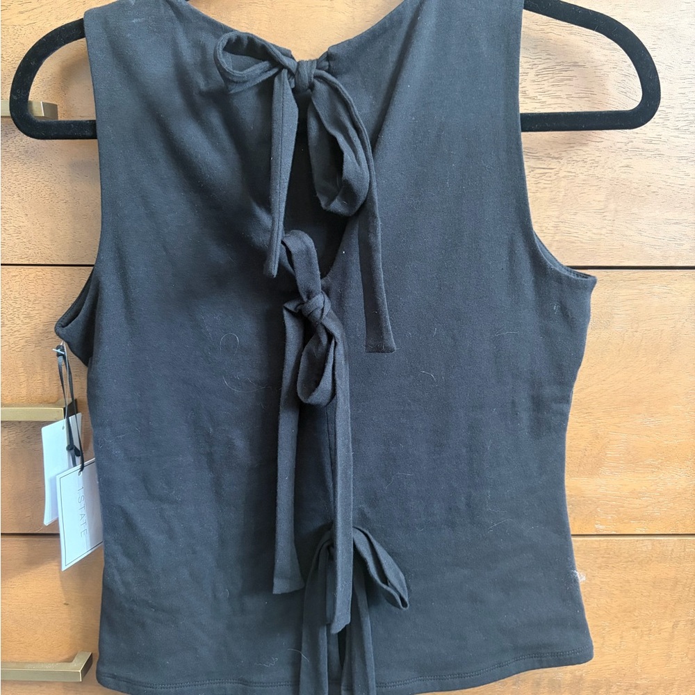 1. State Black Bow-Back Sleeveless Blouse - Picture 4 of 4